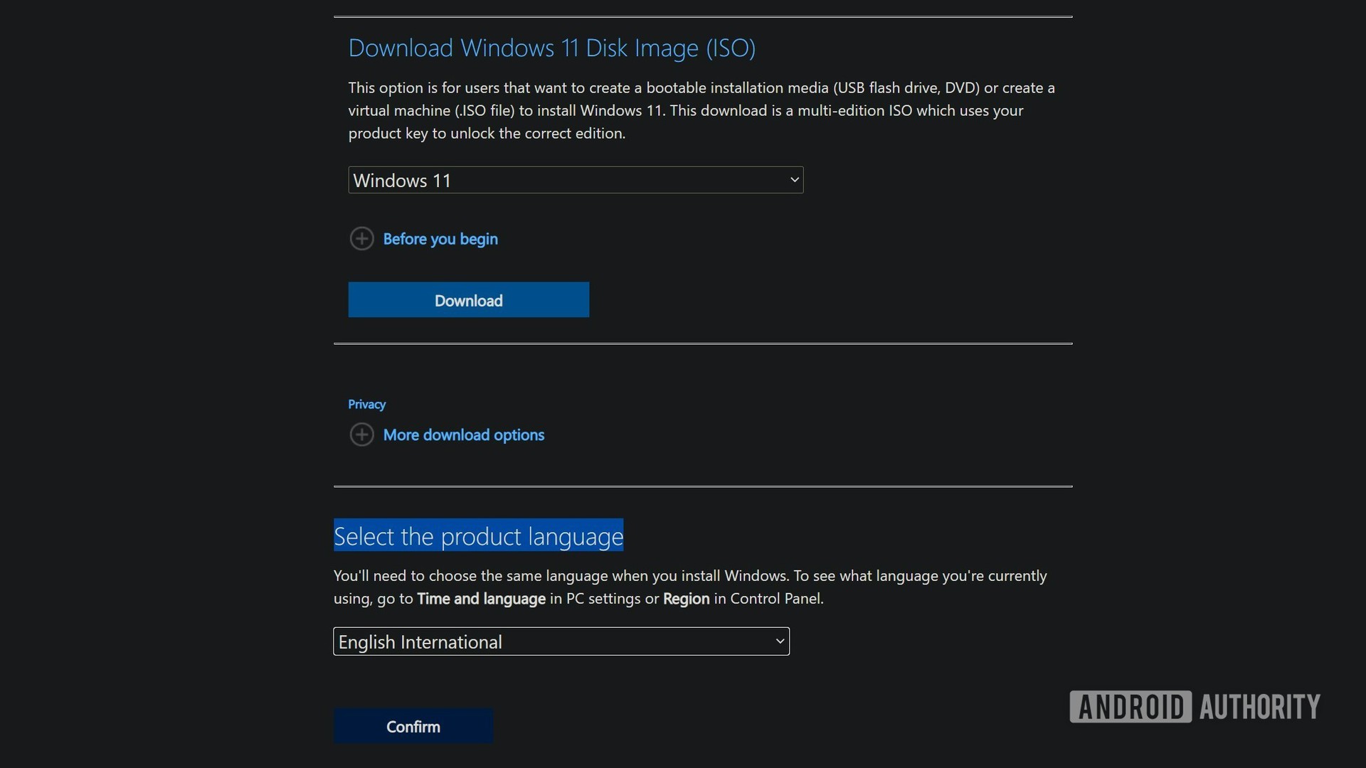 Sitio de descarga de Windows 11 ISO