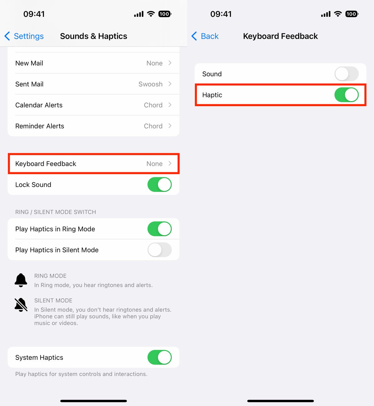 Configurar la retroalimentación háptica del teclado en iOS 16