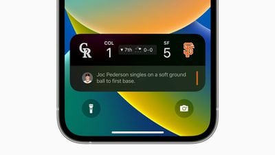 iOS 16 MLB Deportes Actividades en vivo